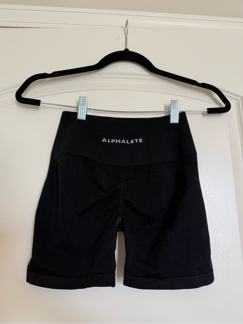 Alphalete Black High-Rise Scrunch Seamless Athletic Shorts